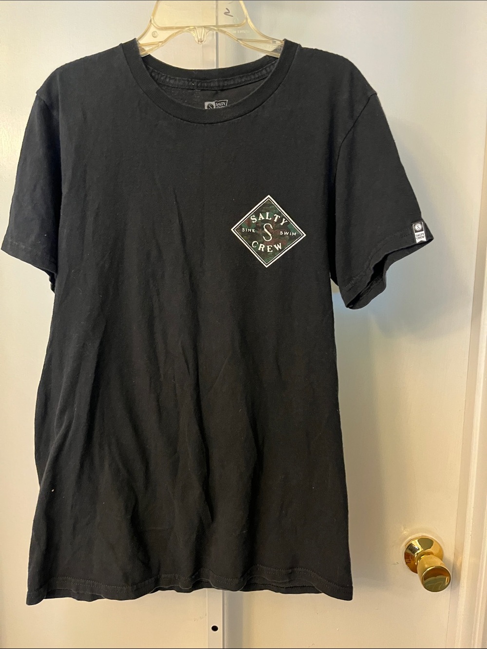 Salty Crew Black Short Sleeve Tee with Diamond Chest Logo
